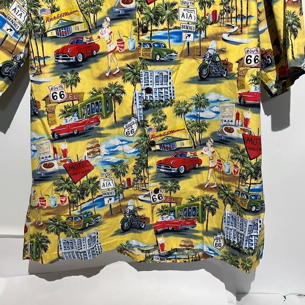 Aloha Republic Men's Multicolor Route 66 Memories Button Up Shirt Size XL - Picture 6 of 10